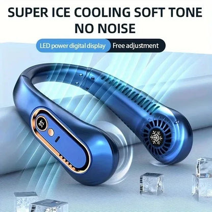 UltraCool Pro Neck Bladeless Fan with Digital Display – Portable Silent USB Rechargeable Personal Fan