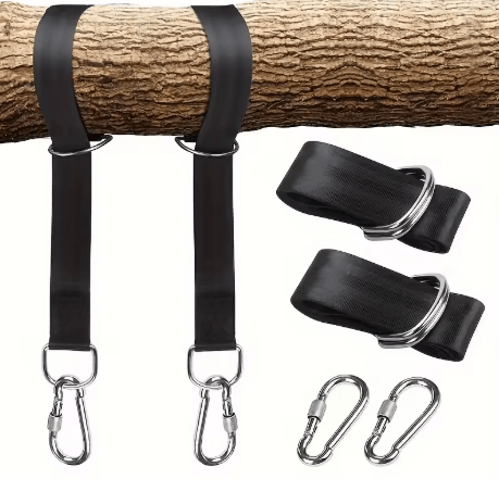 Durable Hammock Hanging Belt Set 1 to 2PCS Heavy Duty Straps with Steel Alloy Hooks for Camping and Hiking