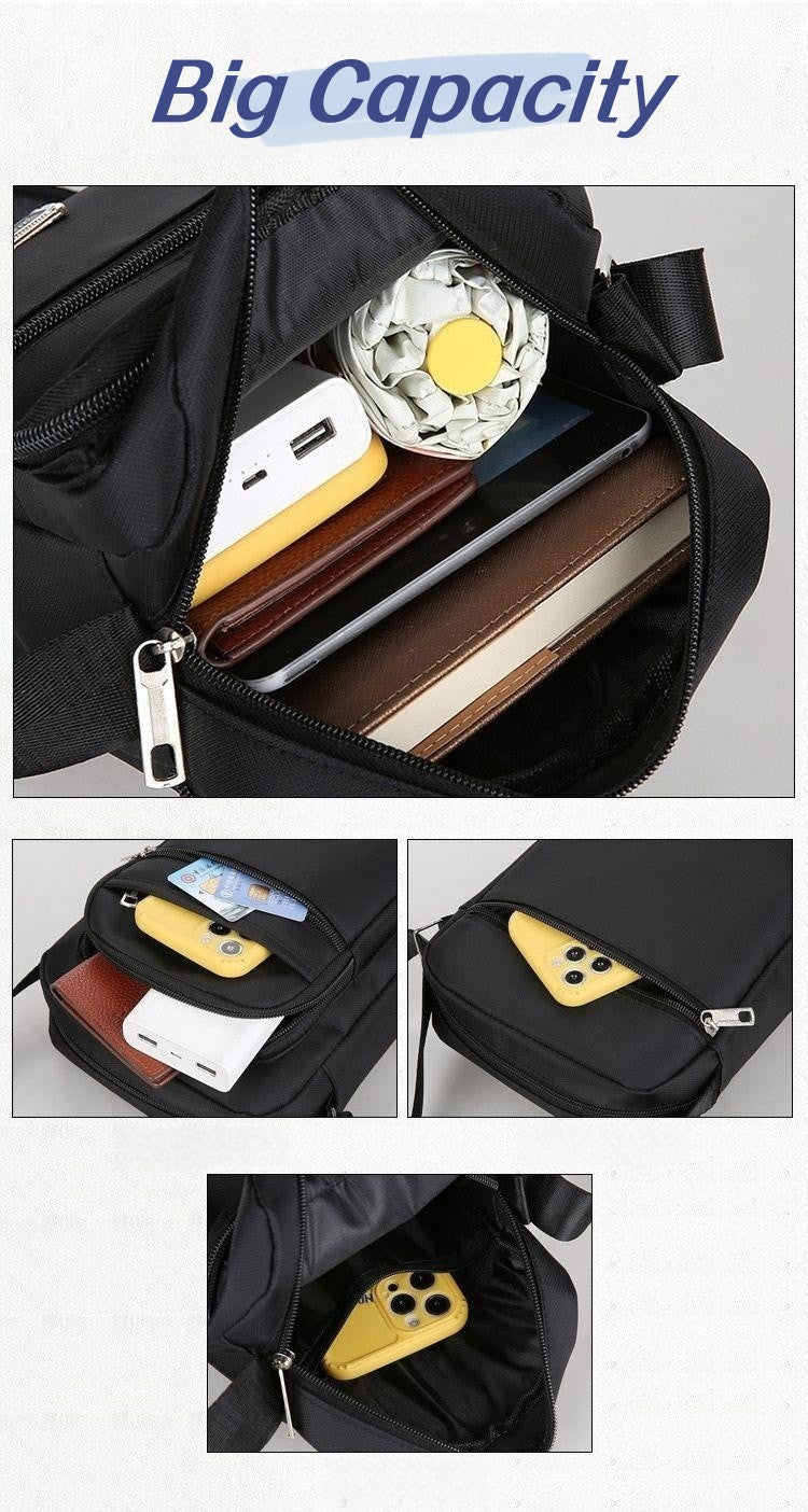Waterproof Nylon Crossbody Bag, Large Satchel Messenger Shoulder Bags for Men, Casual Travel Handbags