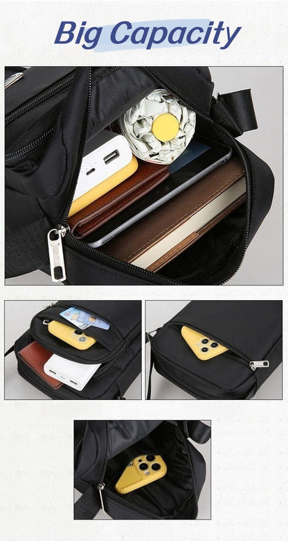 Waterproof Nylon Crossbody Bag, Large Satchel Messenger Shoulder Bags for Men, Casual Travel Handbags