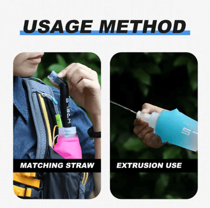TPU Folding Soft Flask High Flow Portable Sports Water Bottle for Running Hiking and Cycling