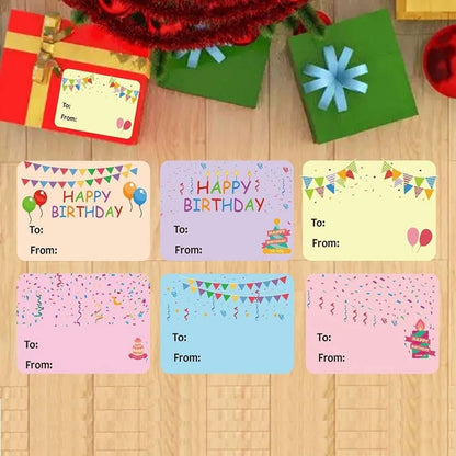 Happy Birthday Gift Tag Stickers 200 Pack Writable To From Labels For Gifts And Parties