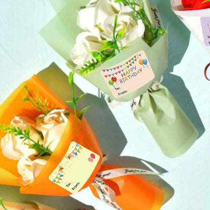Happy Birthday Gift Tag Stickers 200 Pack Writable To From Labels For Gifts And Parties