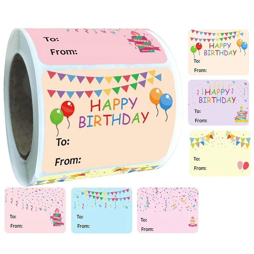 Happy Birthday Gift Tag Stickers 200 Pack Writable To From Labels For Gifts And Parties