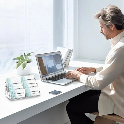 8-Slot Clear Acrylic Business Card Holder – Desktop Display Stand for Office, Reception & Trade Shows