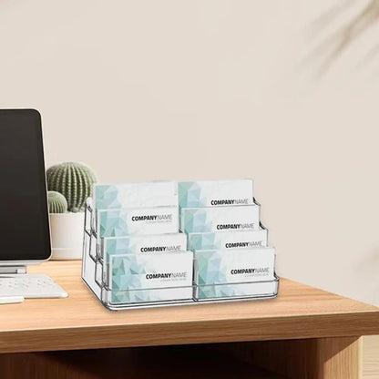 8-Slot Clear Acrylic Business Card Holder – Desktop Display Stand for Office, Reception & Trade Shows