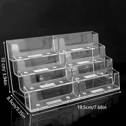 8-Slot Clear Acrylic Business Card Holder – Desktop Display Stand for Office, Reception & Trade Shows