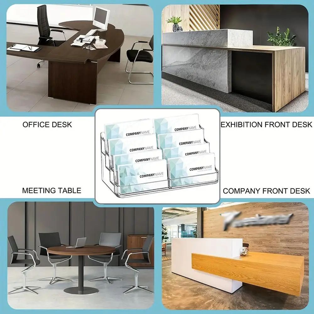 8-Slot Clear Acrylic Business Card Holder – Desktop Display Stand for Office, Reception & Trade Shows