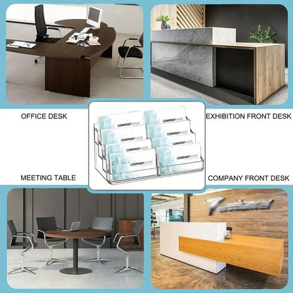 8-Slot Clear Acrylic Business Card Holder – Desktop Display Stand for Office, Reception & Trade Shows