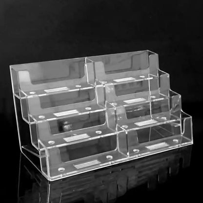 8-Slot Clear Acrylic Business Card Holder – Desktop Display Stand for Office, Reception & Trade Shows
