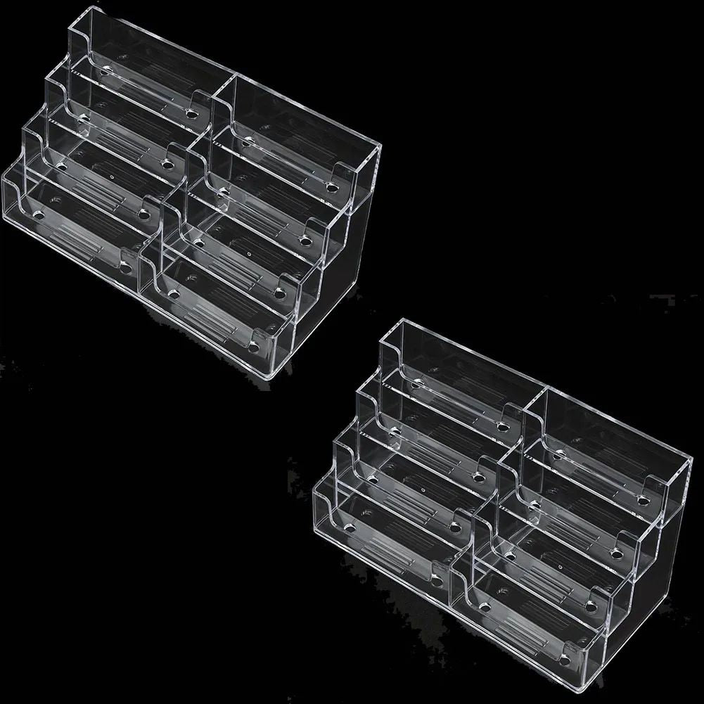 8-Slot Clear Acrylic Business Card Holder – Desktop Display Stand for Office, Reception & Trade Shows