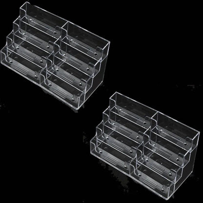 8-Slot Clear Acrylic Business Card Holder – Desktop Display Stand for Office, Reception & Trade Shows