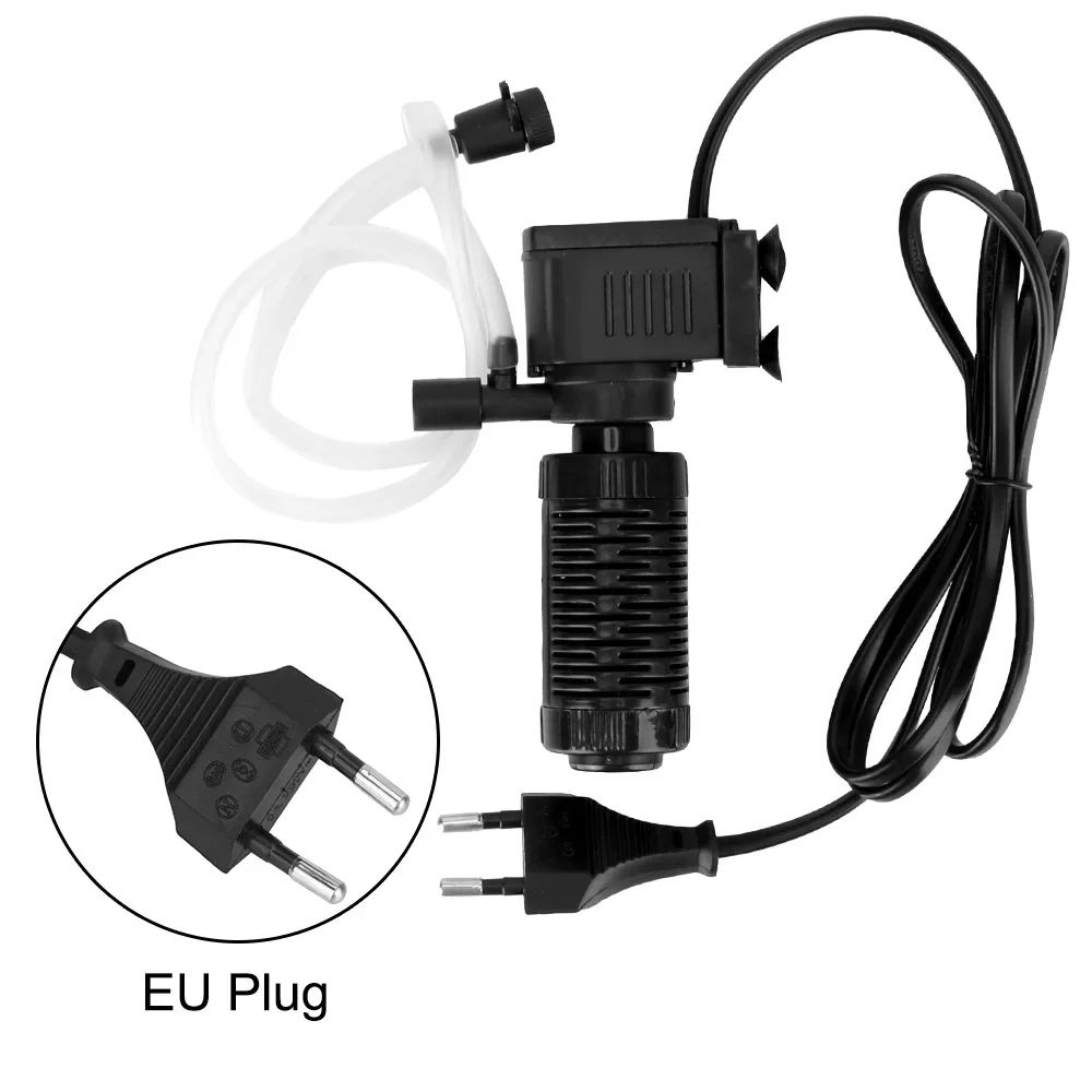 Quiet Mini Aquarium Filter & Submersible Pump (200L/H) with Oxygenation, EasyClean Internal Filter for Fresh & Saltwater