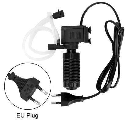 Quiet Mini Aquarium Filter & Submersible Pump (200L/H) with Oxygenation, EasyClean Internal Filter for Fresh & Saltwater