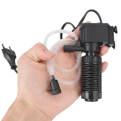 Quiet Mini Aquarium Filter & Submersible Pump (200L/H) with Oxygenation, EasyClean Internal Filter for Fresh & Saltwater