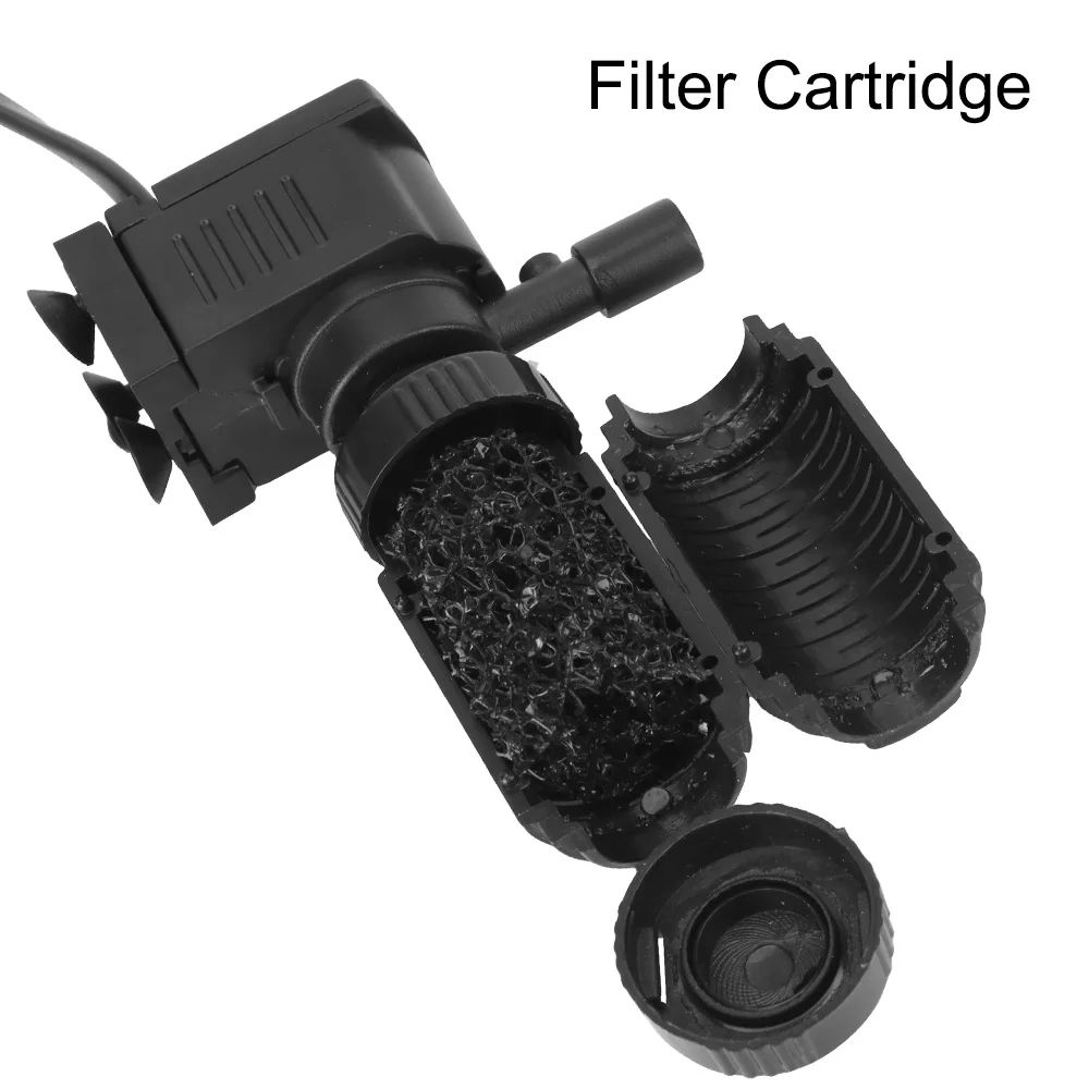 Quiet Mini Aquarium Filter & Submersible Pump (200L/H) with Oxygenation, EasyClean Internal Filter for Fresh & Saltwater