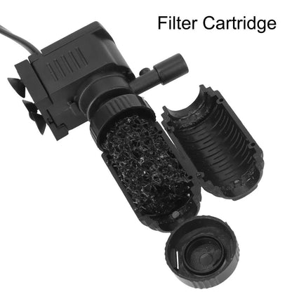 Quiet Mini Aquarium Filter & Submersible Pump (200L/H) with Oxygenation, EasyClean Internal Filter for Fresh & Saltwater