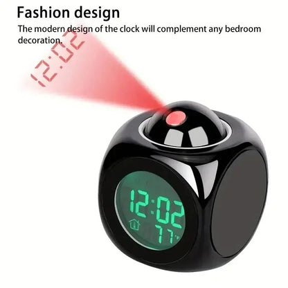 Ceiling Projection Alarm Clock with Temperature Display & Voice Talking - Snooze Digital Desk Clock
