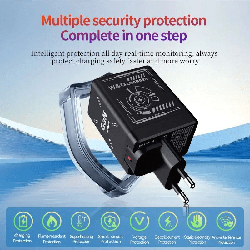 2 in 1 GaN 120W Fast Charger, Retractable Type-C & Lightning Cables for Fast, Efficient Power
