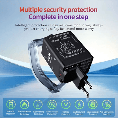 2 in 1 GaN 120W Fast Charger, Retractable Type-C & Lightning Cables for Fast, Efficient Power