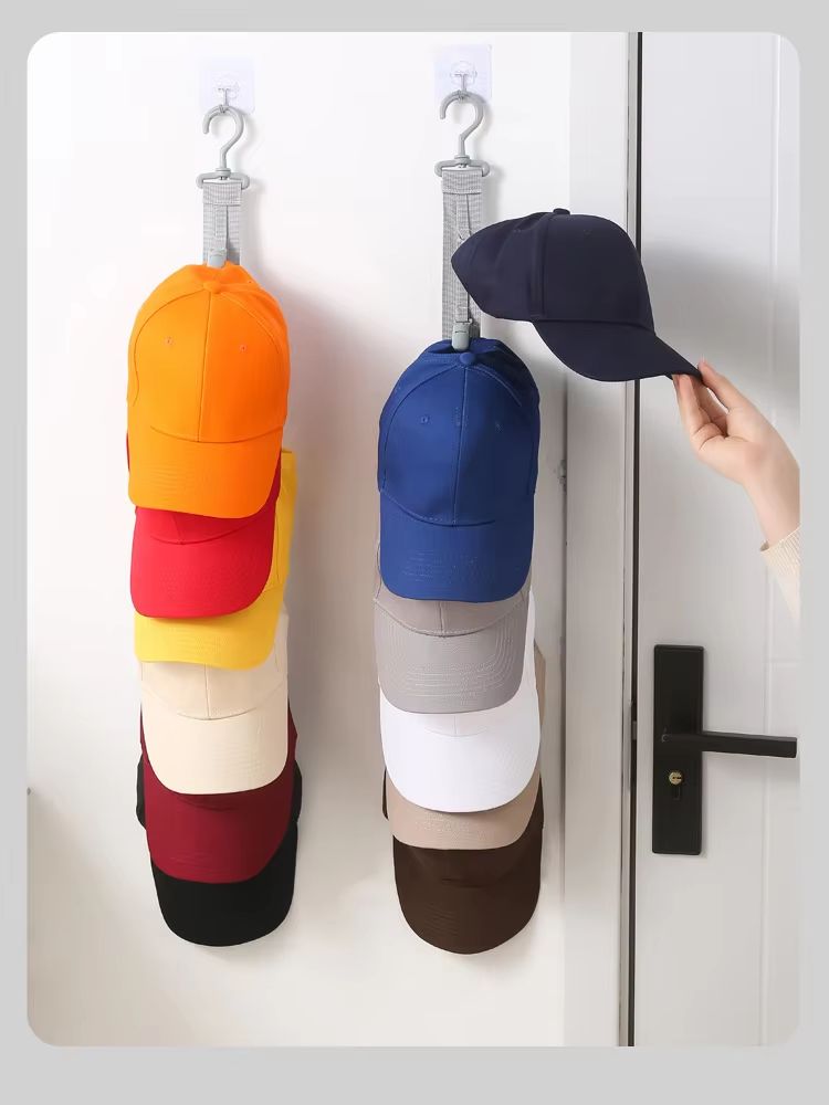 Hanging Rope Hat Rack with Storage Clips for Closet & Bedroom
