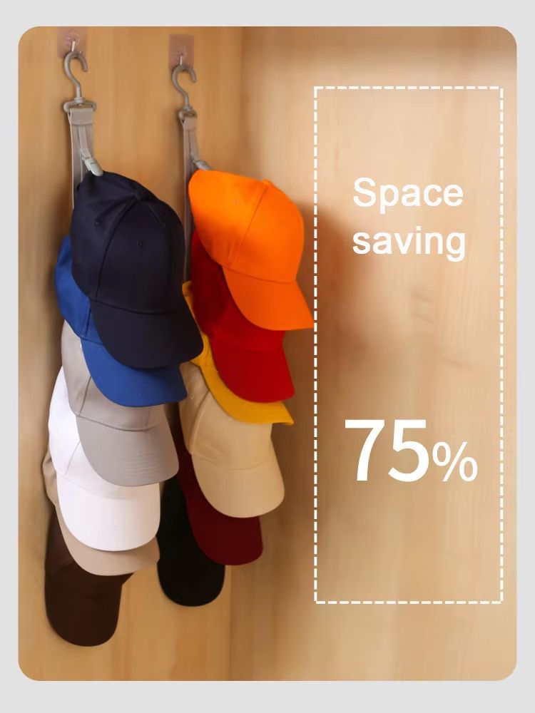 Hanging Rope Hat Rack with Storage Clips for Closet & Bedroom