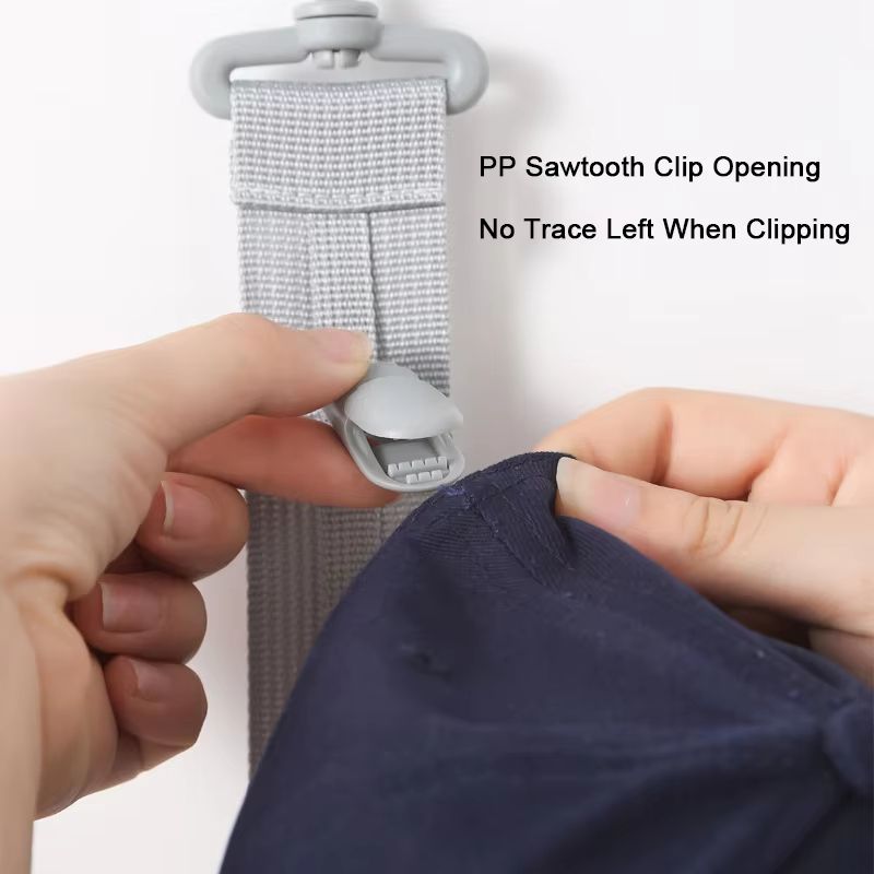 Hanging Rope Hat Rack with Storage Clips for Closet & Bedroom
