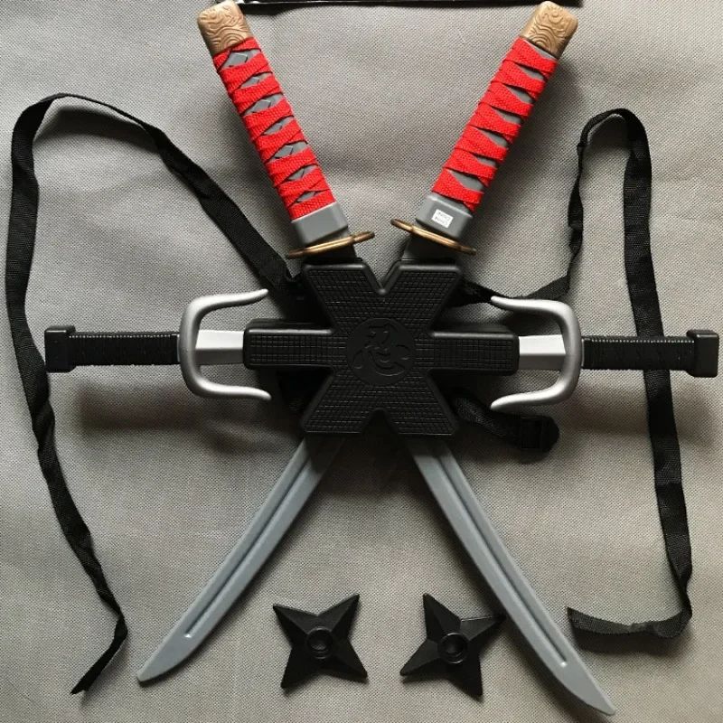 Kids Ninja Costume Accessories Samurai Toy Weapon Set (Safe Plastic Dagger & Darts) for Halloween Cosplay Roleplay