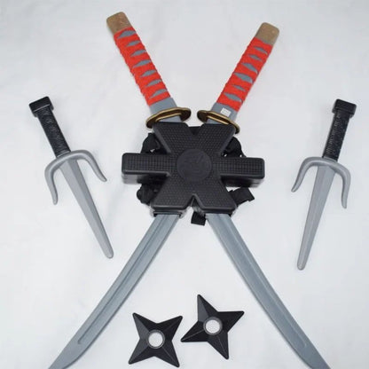 Kids Ninja Costume Accessories Samurai Toy Weapon Set (Safe Plastic Dagger & Darts) for Halloween Cosplay Roleplay