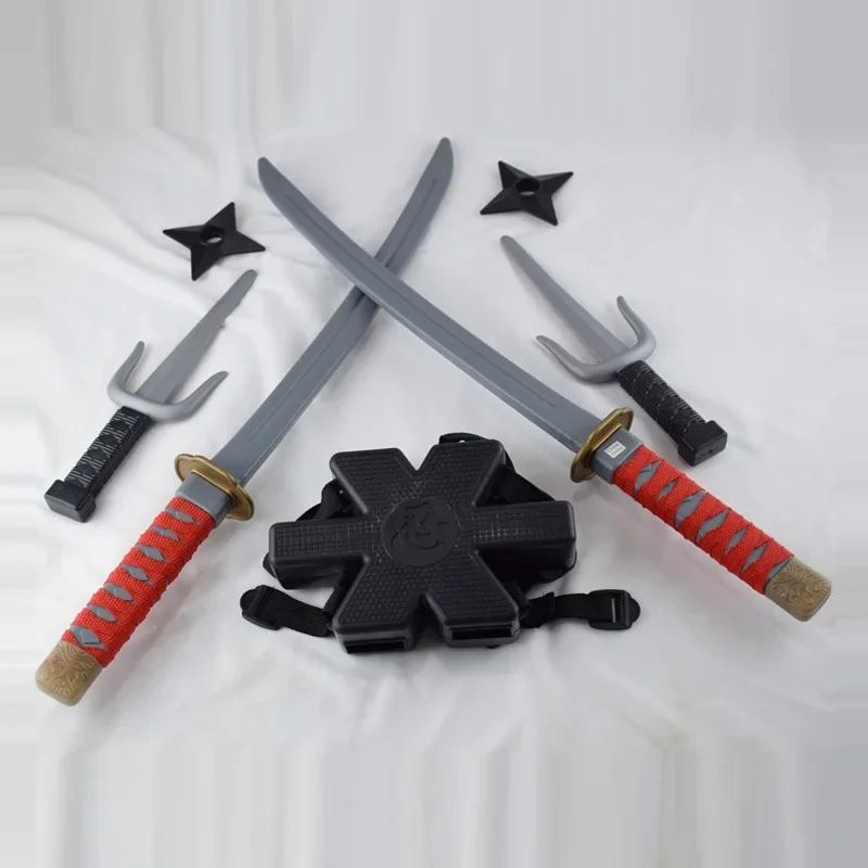 Kids Ninja Costume Accessories Samurai Toy Weapon Set (Safe Plastic Dagger & Darts) for Halloween Cosplay Roleplay
