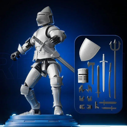 Paladin Knight 13-Joint Poseable Figure - 3D Printed Action Figure with Armor & Weapon Set