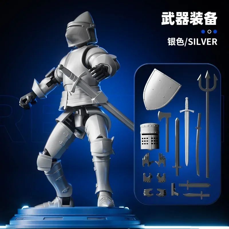 Paladin Knight 13-Joint Poseable Figure - 3D Printed Action Figure with Armor & Weapon Set