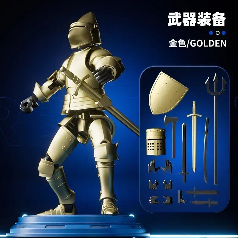 Paladin Knight 13-Joint Poseable Figure - 3D Printed Action Figure with Armor & Weapon Set