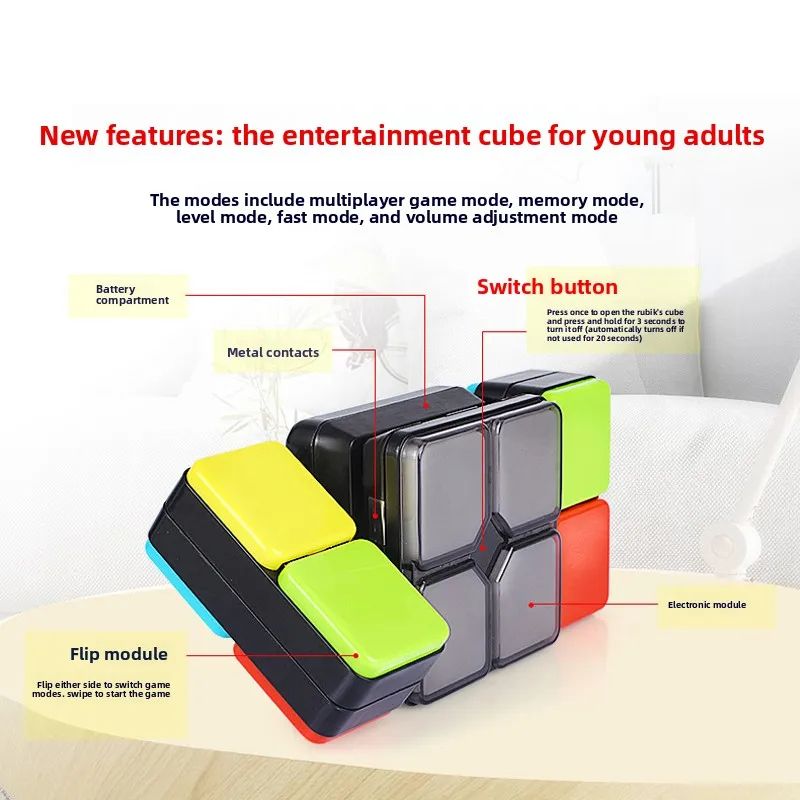 FlipSlide Smart Handheld Puzzle Game – electronic handheld game and light up fidget toy with 4 modes for fast reflex fun
