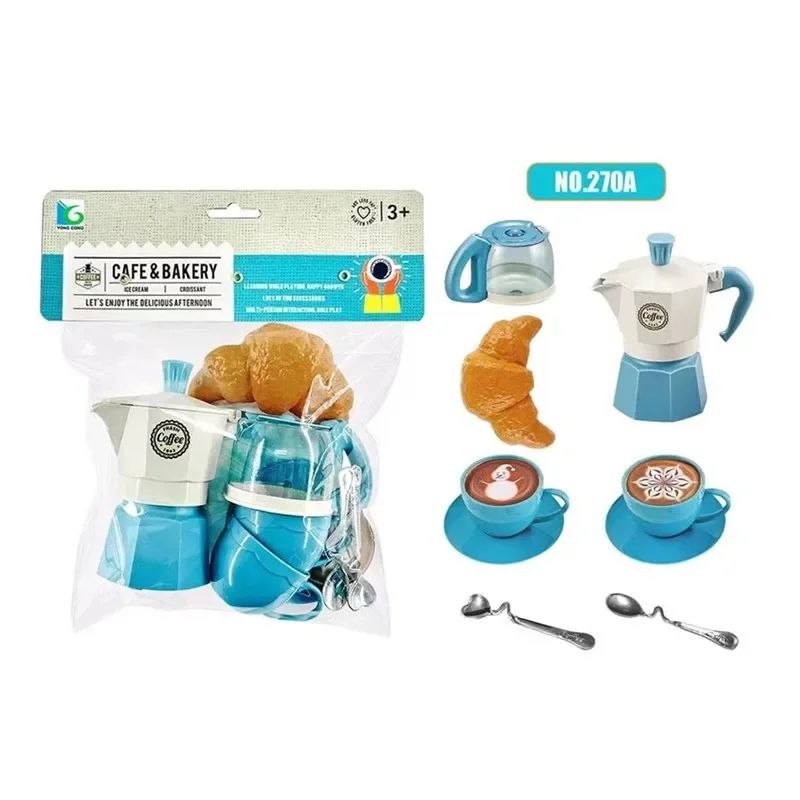 Kids Pretend Play Coffee Set with Cups & Treats – Afternoon Tea Playset for Play Kitchen Fun