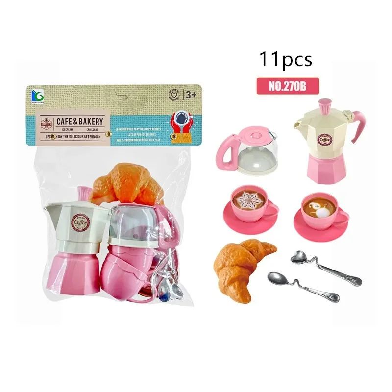 Kids Pretend Play Coffee Set with Cups & Treats – Afternoon Tea Playset for Play Kitchen Fun