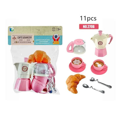Kids Pretend Play Coffee Set with Cups & Treats – Afternoon Tea Playset for Play Kitchen Fun