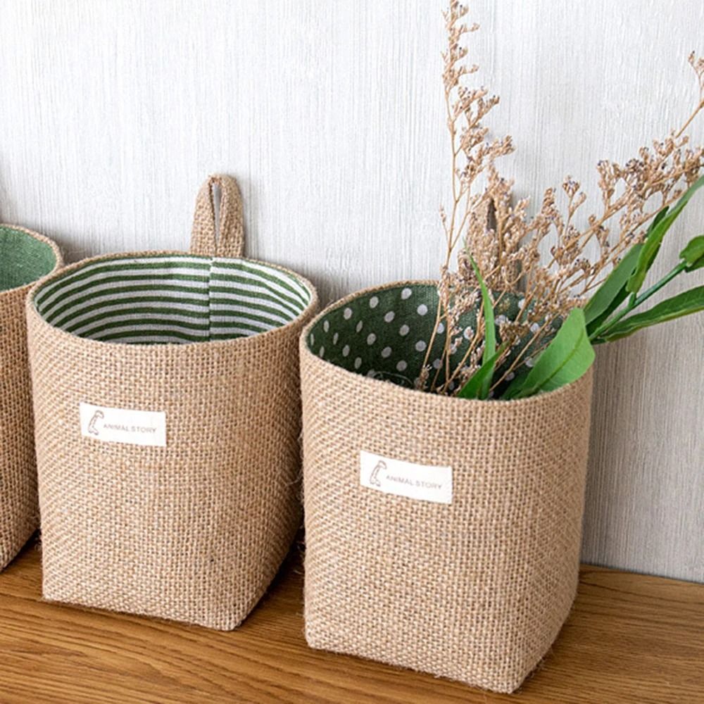 Nordic Hanging Wall Pocket Storage Bag Cotton Linen Organizer for Sundries Cosmetics and Toys