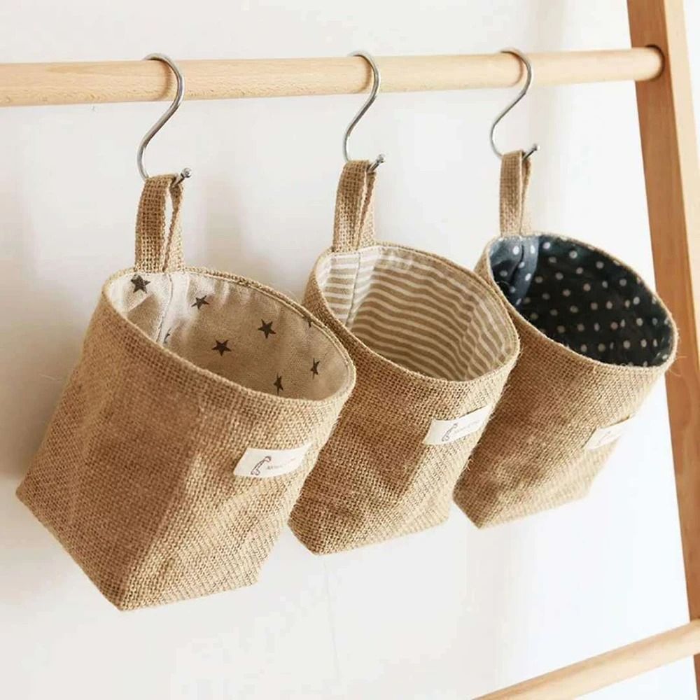 Nordic Hanging Wall Pocket Storage Bag Cotton Linen Organizer for Sundries Cosmetics and Toys