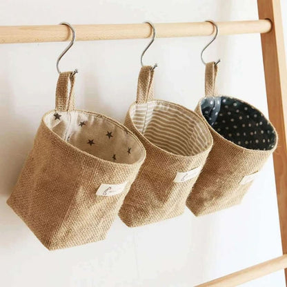 Nordic Hanging Wall Pocket Storage Bag Cotton Linen Organizer for Sundries Cosmetics and Toys