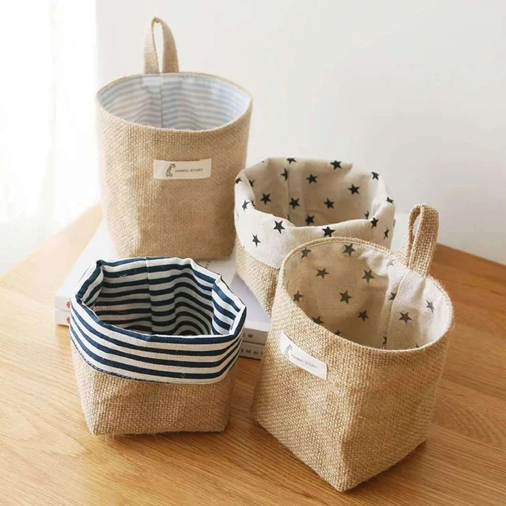 Nordic Hanging Wall Pocket Storage Bag Cotton Linen Organizer for Sundries Cosmetics and Toys