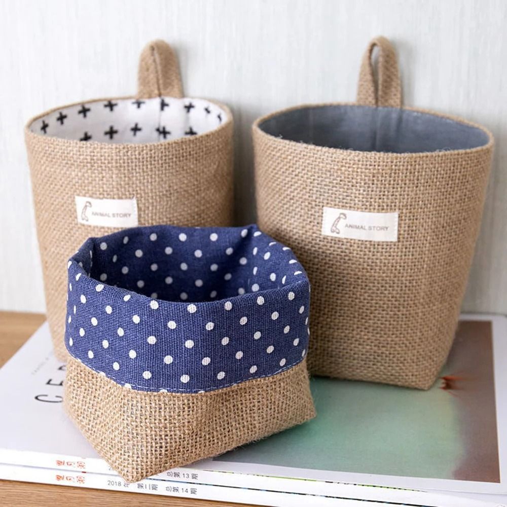 Nordic Hanging Wall Pocket Storage Bag Cotton Linen Organizer for Sundries Cosmetics and Toys