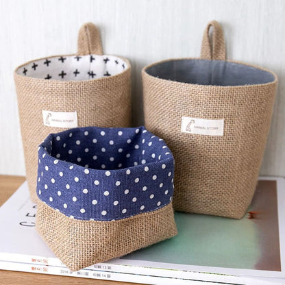 Nordic Hanging Wall Pocket Storage Bag Cotton Linen Organizer for Sundries Cosmetics and Toys