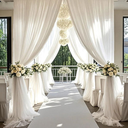 Wedding Arch Mesh Curtain Backdrop Draping Fabric for Outdoor Ceremony and Party Decor