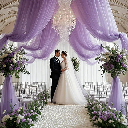 Wedding Arch Mesh Curtain Backdrop Draping Fabric for Outdoor Ceremony and Party Decor