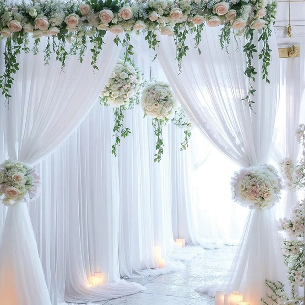Wedding Arch Mesh Curtain Backdrop Draping Fabric for Outdoor Ceremony and Party Decor