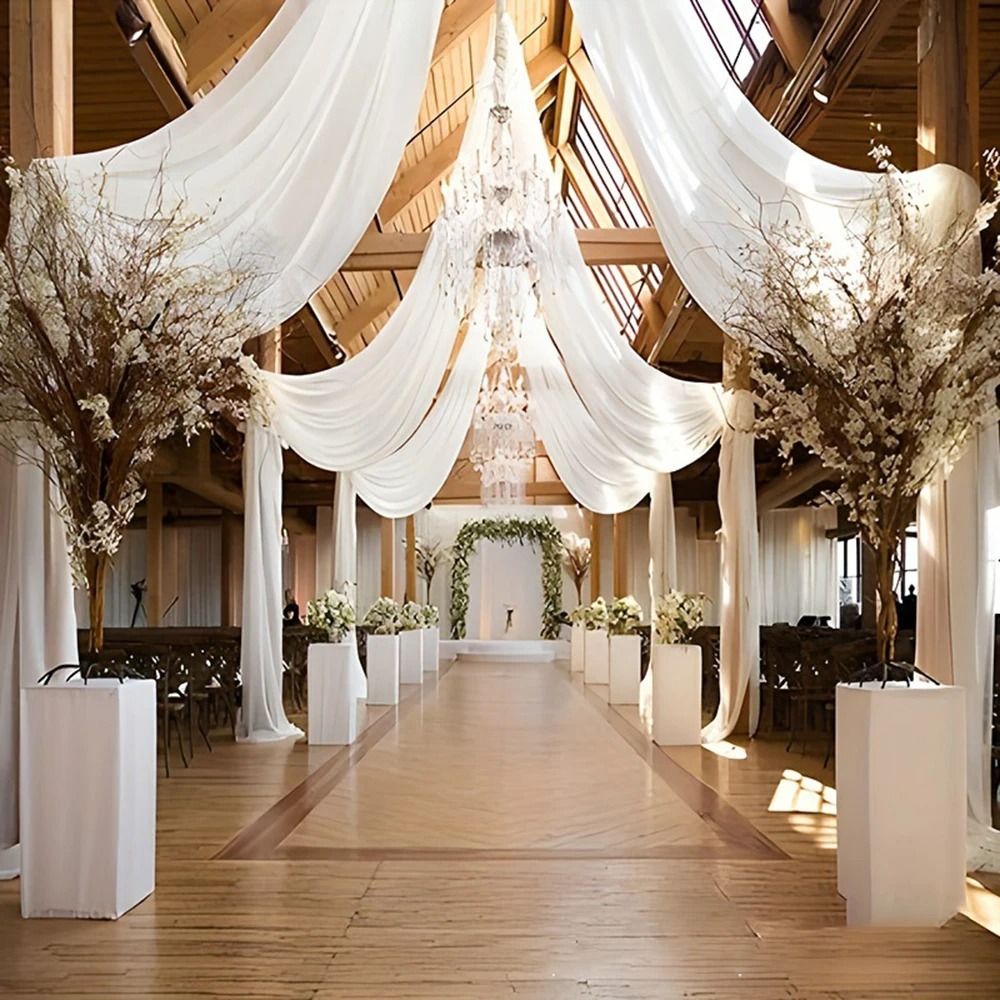 Wedding Arch Mesh Curtain Backdrop Draping Fabric for Outdoor Ceremony and Party Decor
