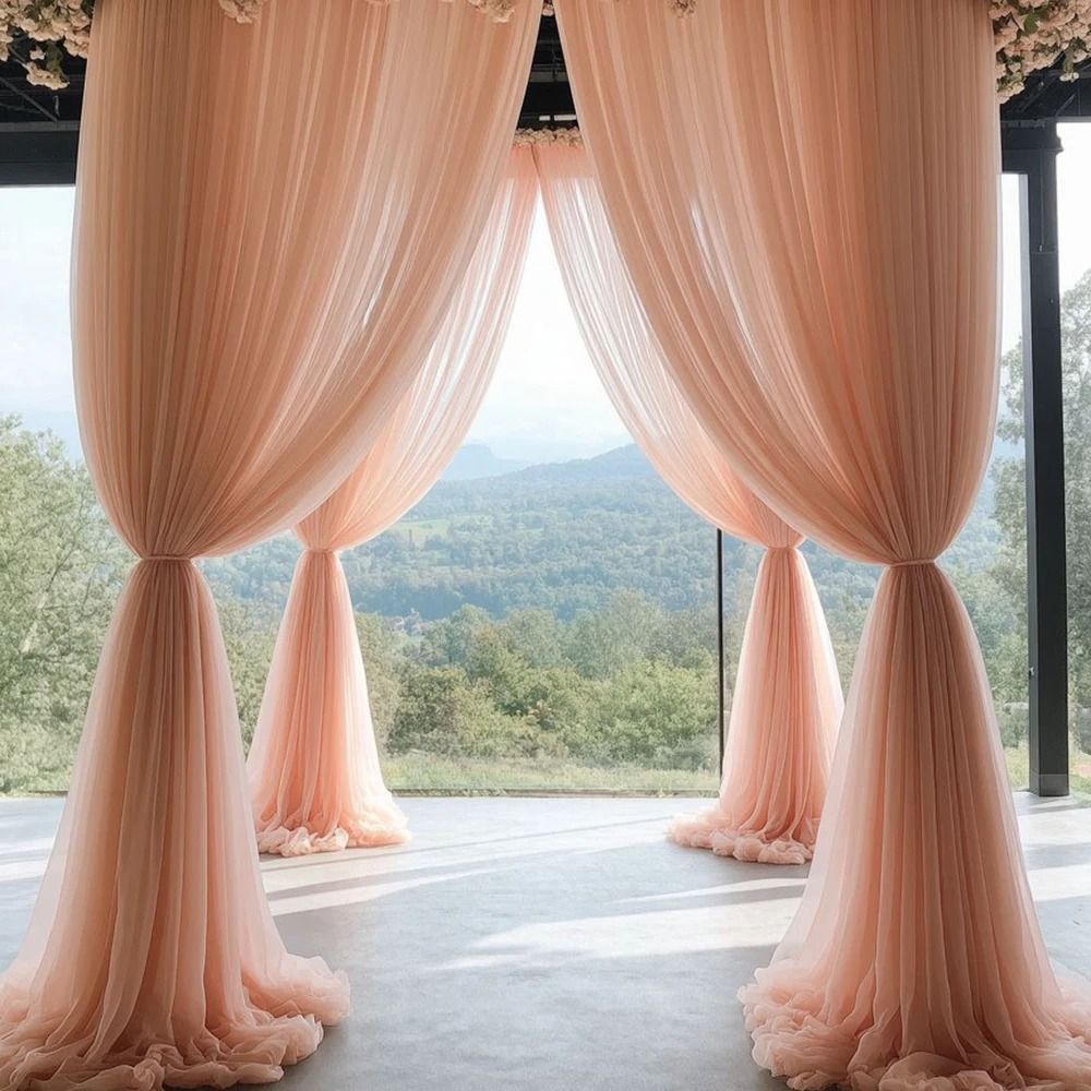 Wedding Arch Mesh Curtain Backdrop Draping Fabric for Outdoor Ceremony and Party Decor