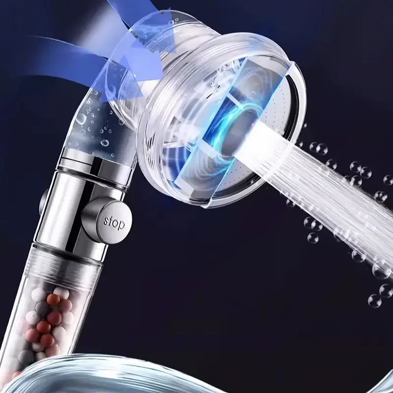 3-Mode High pressure shower head with Filtered shower head Beads & One-Touch Stop - Water-Saving Handheld Upgrade