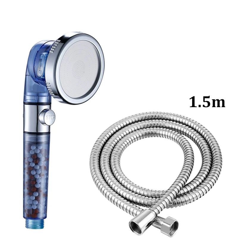 3-Mode High pressure shower head with Filtered shower head Beads & One-Touch Stop - Water-Saving Handheld Upgrade